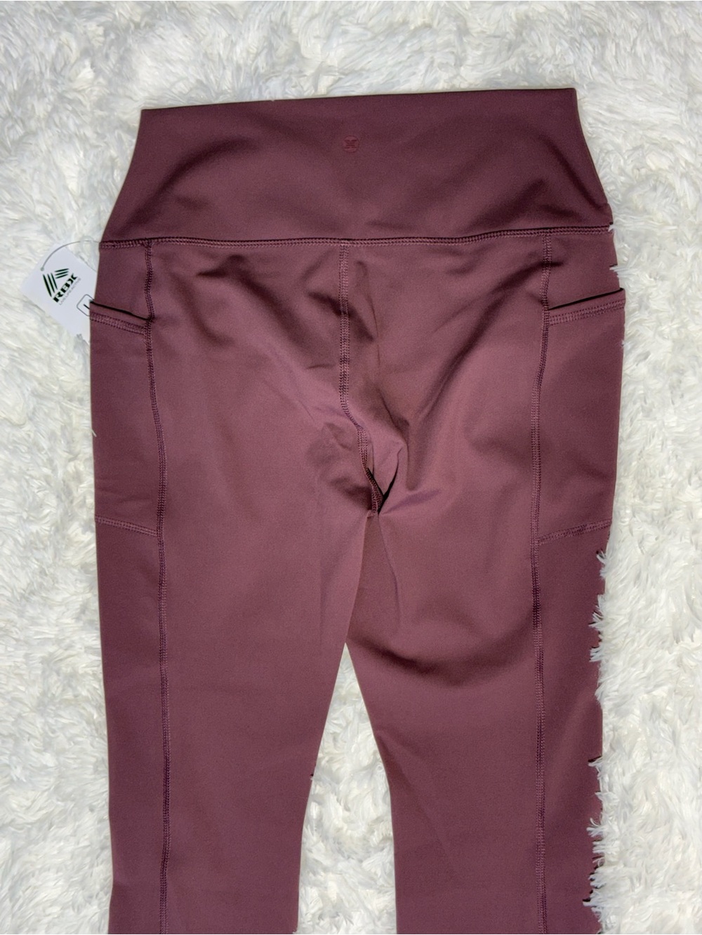 RBX Active High Waisted Leggings with Pockets NWT Burgundy Plum Size L - Picture 7 of 8